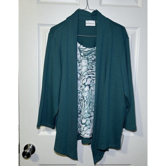 Alfred Dunner Women’s Long Sleeve Cardigan Blouse Teal Size Medium NWT - Picture 1 of 8